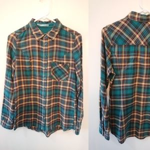 Teal plaid flannel button up
